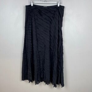 J. Jill Asymmetrical Ruffle‎ Maxi Skirt Black Whimsygoth Dark Fairy Size 16